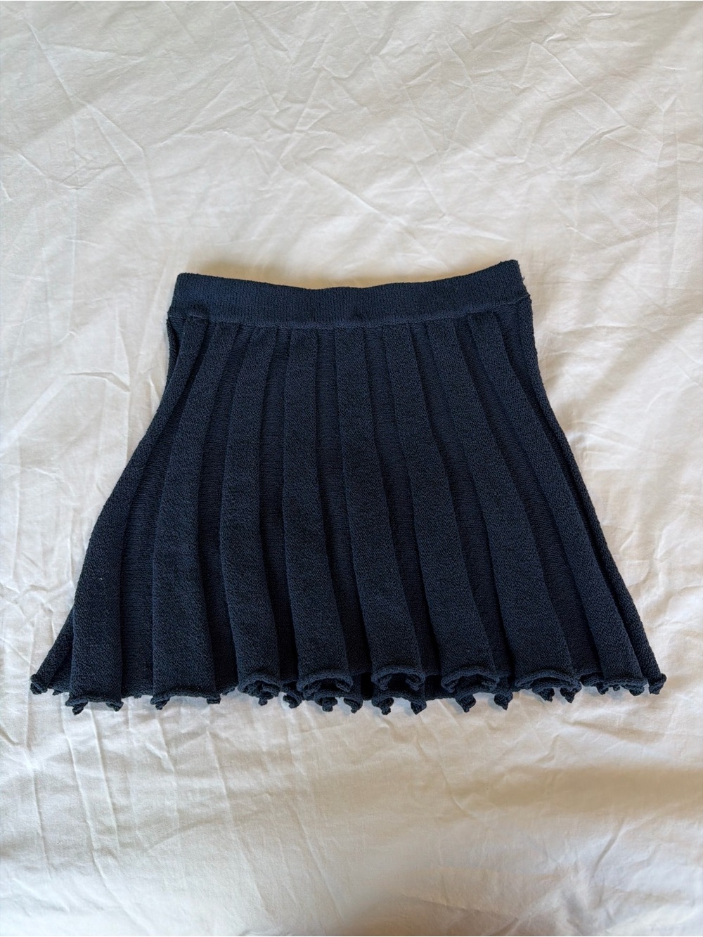 Free People Knit Navy Pleated Mini Skirt - Picture 2 of 4